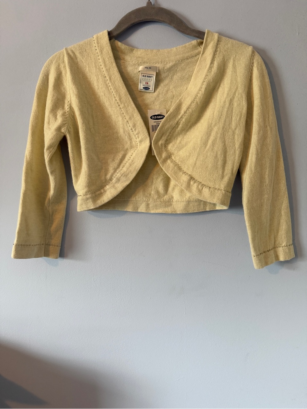 Old Navy Cream Cropped Bolero Cardigan with 3/4 Sleeves